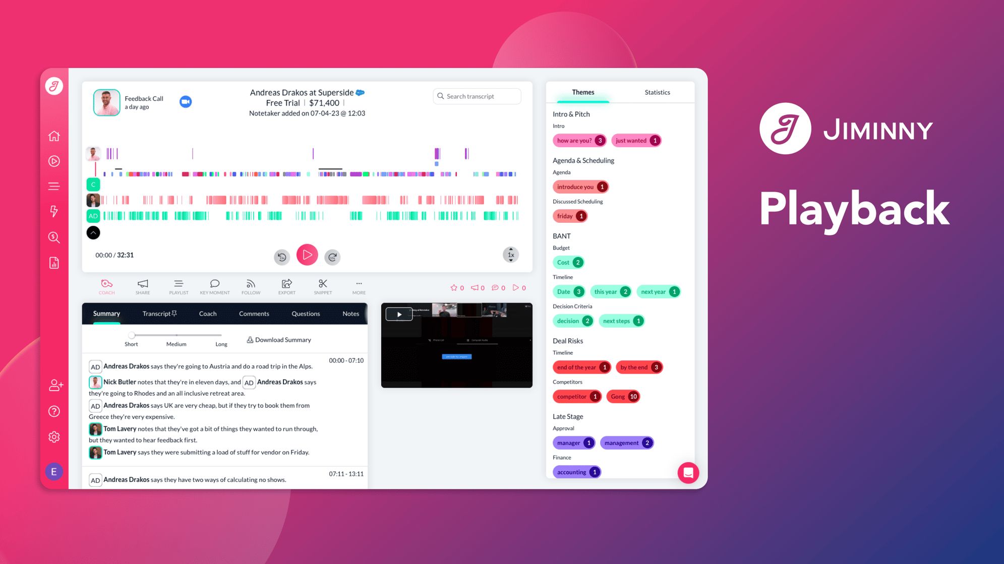 Call recording playback with Jiminny