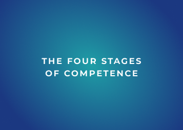 Graphic showing the words 'The Four Stages of Competence' on a blue background
